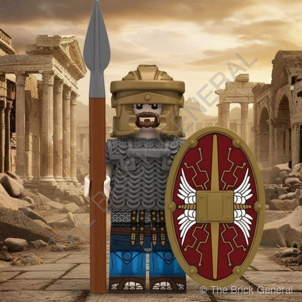 Custom Roman Auxiliary Legion - Red Shield Blue Cape building brick minifigure — view 1