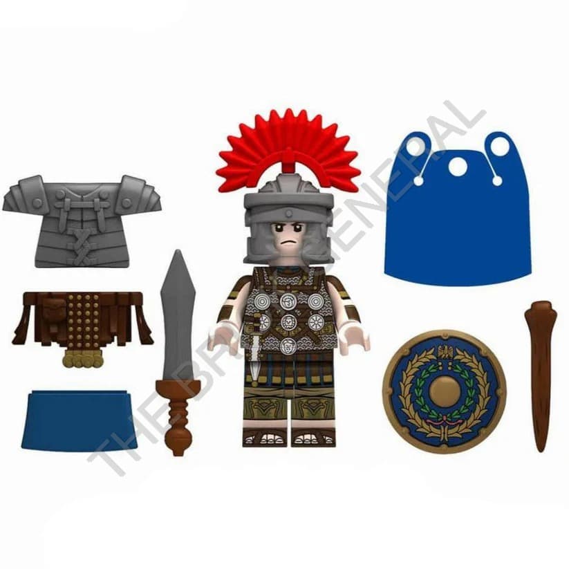 Custom Roman Centurion - Blue Shield Silver Armor building brick minifigure thumbnail 2