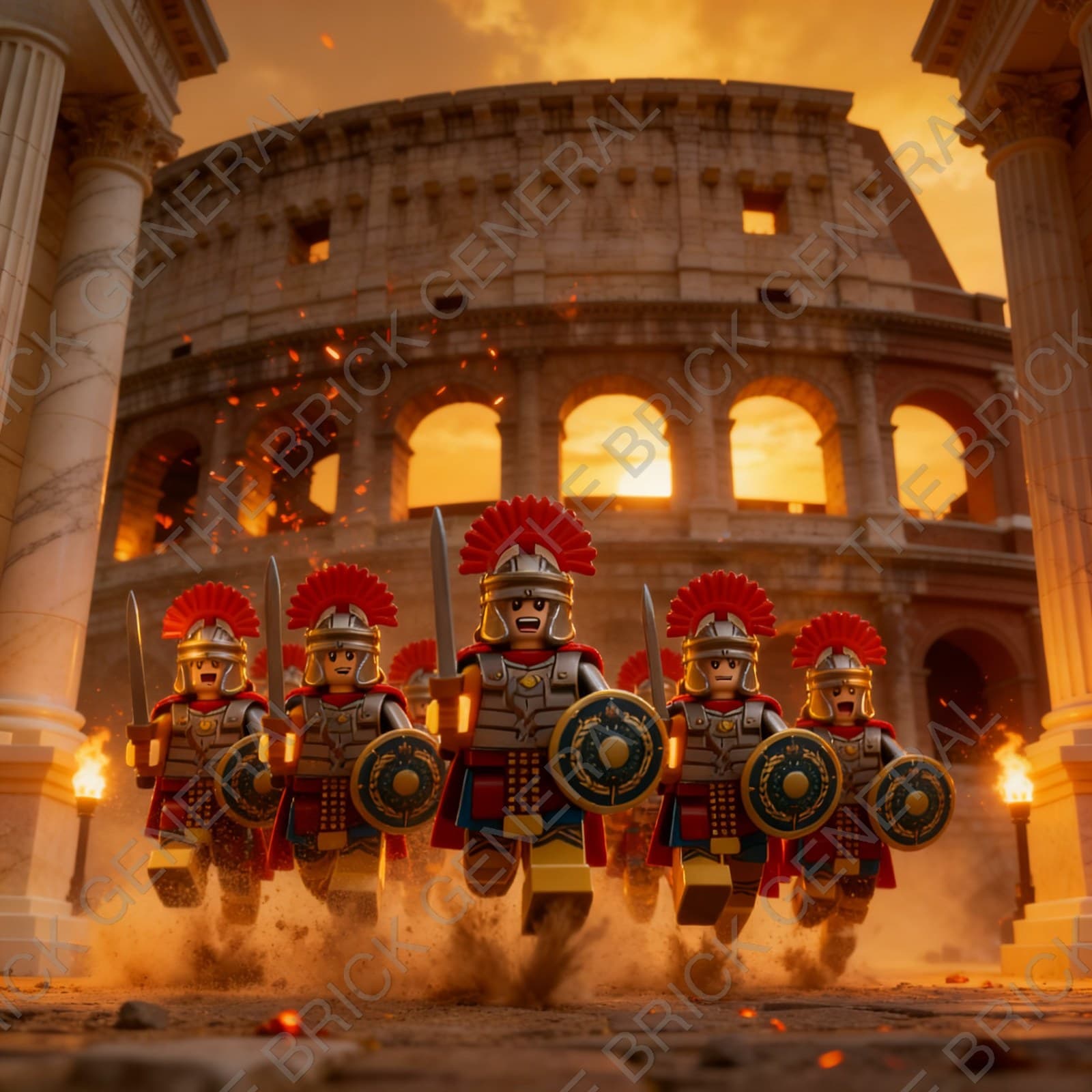 Custom Roman Centurion Set Blue Shield Silver Armor building brick minifigures