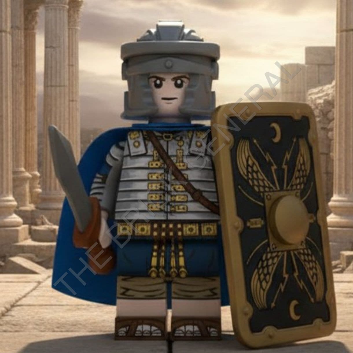Custom Roman Heavy Infantry building brick minifigure — view 1