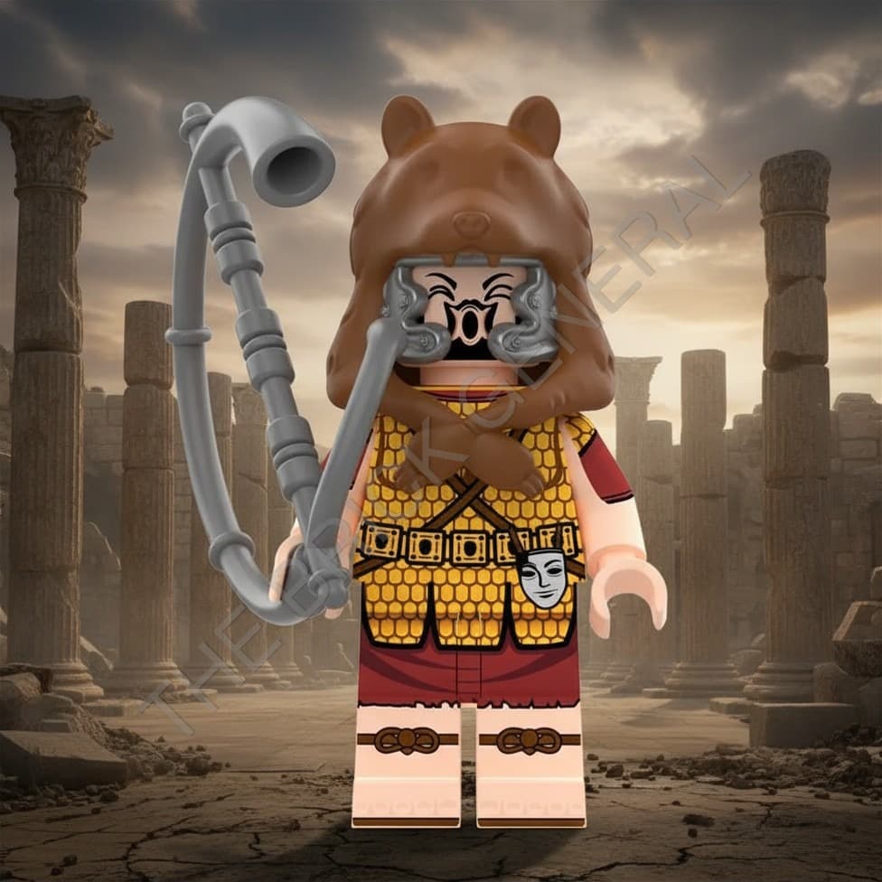 Custom Roman Trumpeter (Bear) building brick minifigure — view 1
