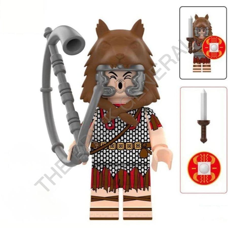 Custom Roman Trumpeter (Wolf) building brick minifigure thumbnail 2