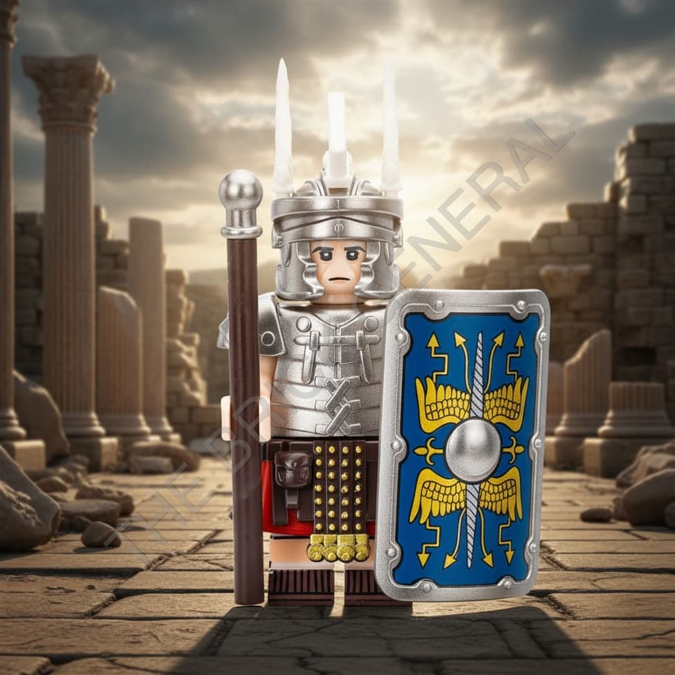Custom Tesserarius Roman Soldier building brick minifigure — view 1