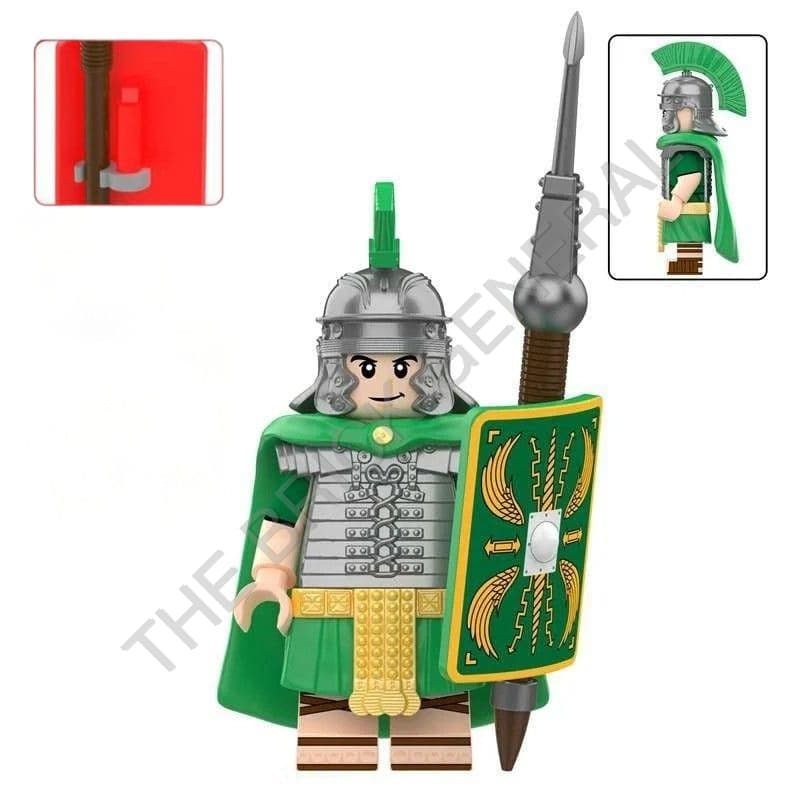 Roman Heavy Infantry - Green Cape and Shield building brick minifigure thumbnail 2