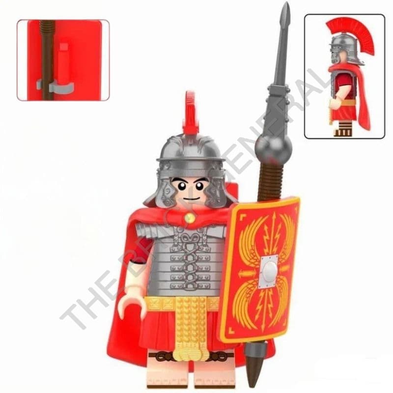 Roman Heavy Infantry - Red Cape and Shield building brick minifigure thumbnail 2