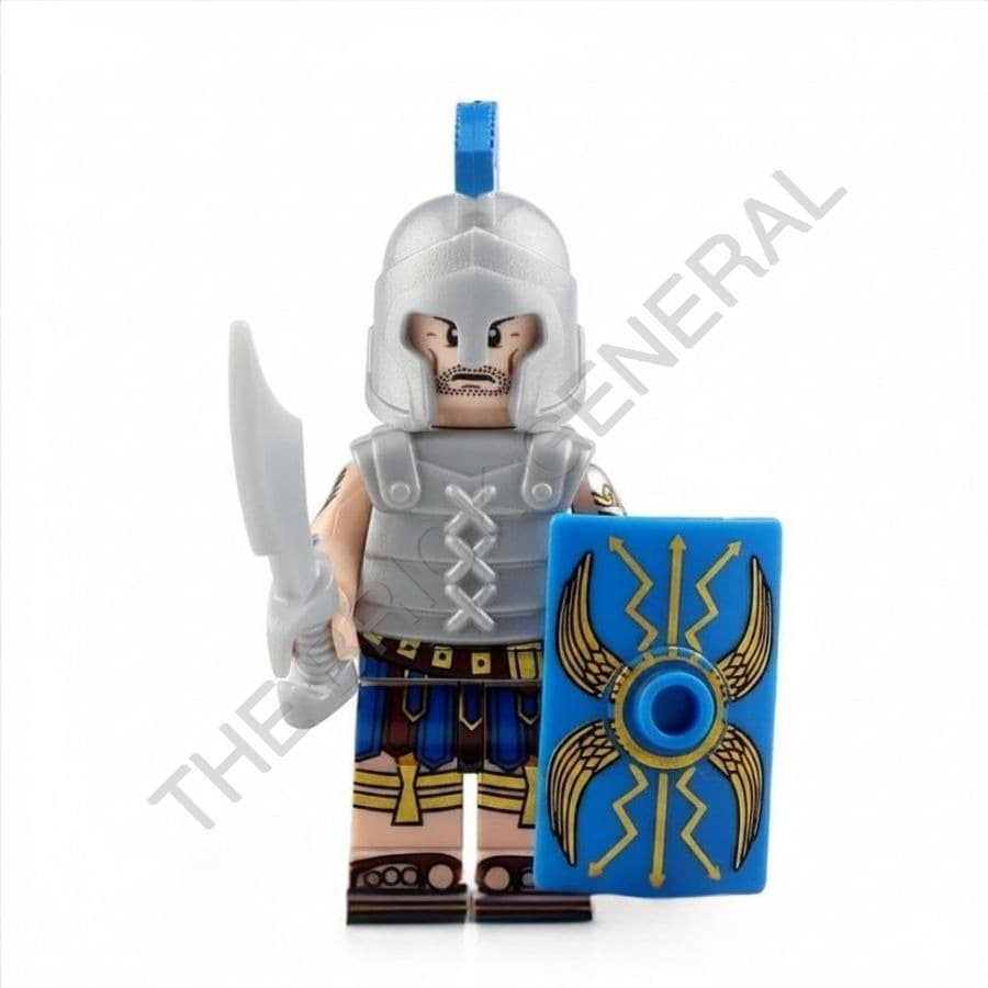 Roman Soldier - Blue Shield Silver Armor building brick minifigure thumbnail 2