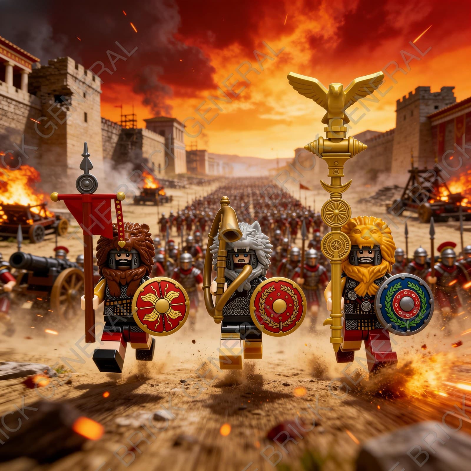 Signifier Trumpeter Aquilifer Roman three-figure set building brick minifigures