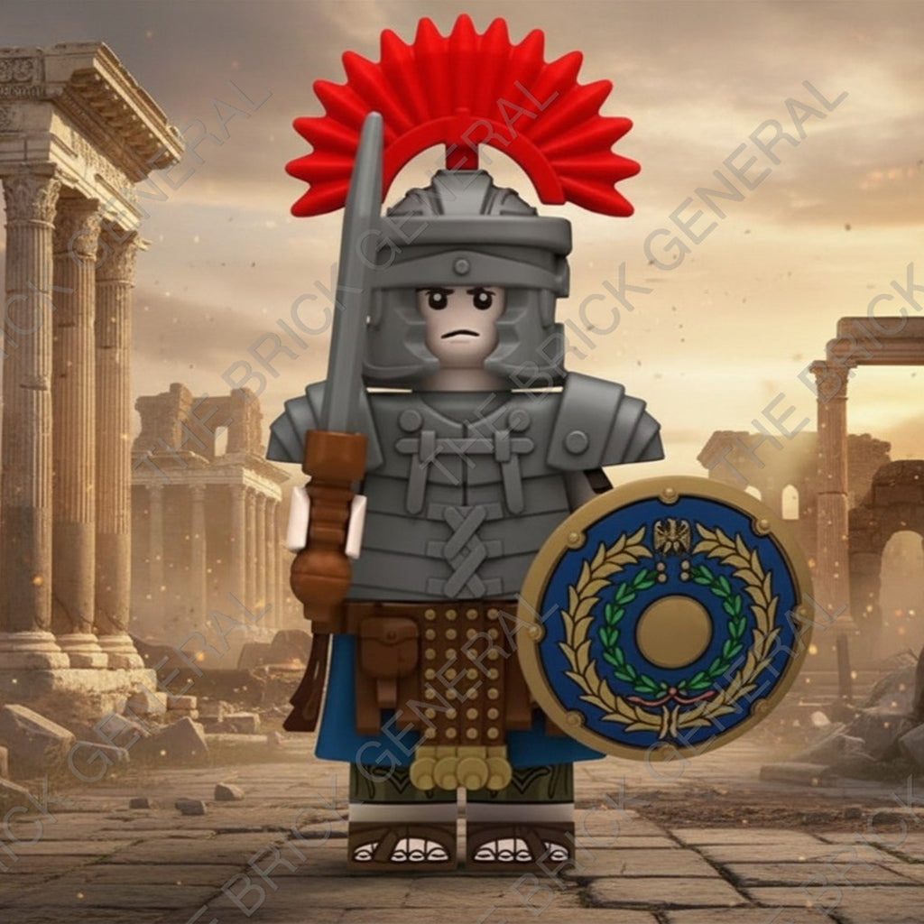 Custom Roman Centurion - Blue Shield Silver Armor building brick minifigure