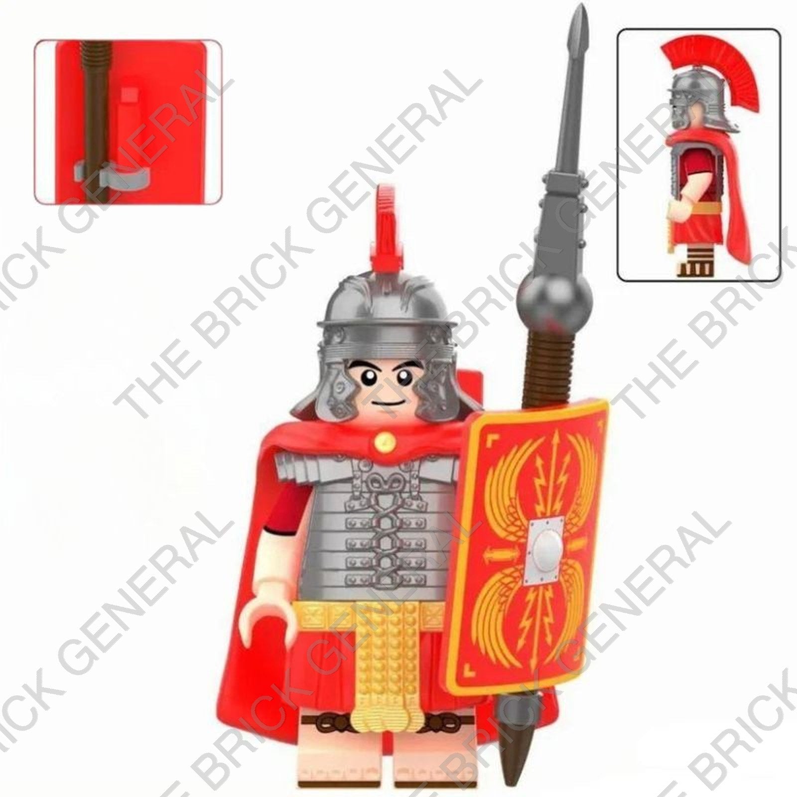 Roman Heavy Infantry - Red Cape and Shield building brick minifigure